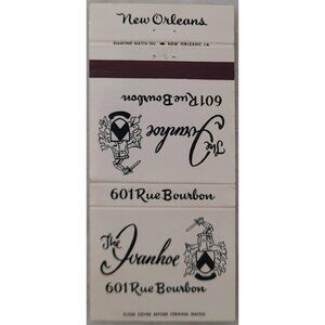 Vintage Matchbook Cover The Ivanhoe Restaurant New Orleans LA
